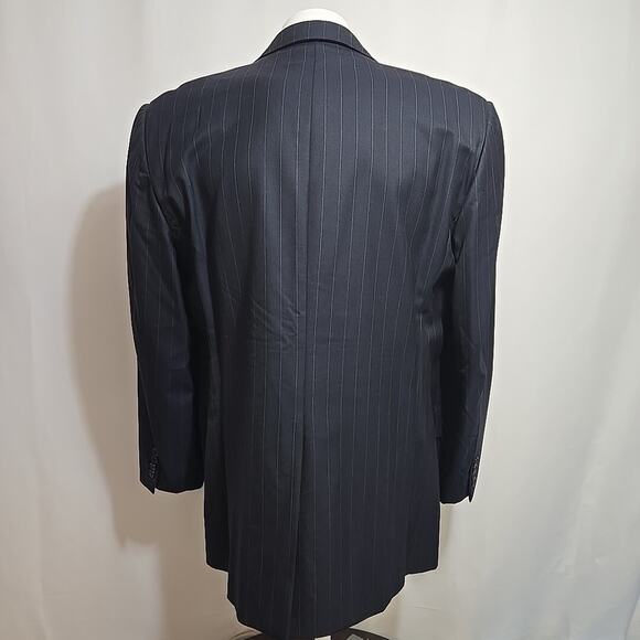 Hickey Freeman Blazer Mens Size 44R Loro Piana Tasmanian 130s Black Pinstripe - Picture 4 of 12